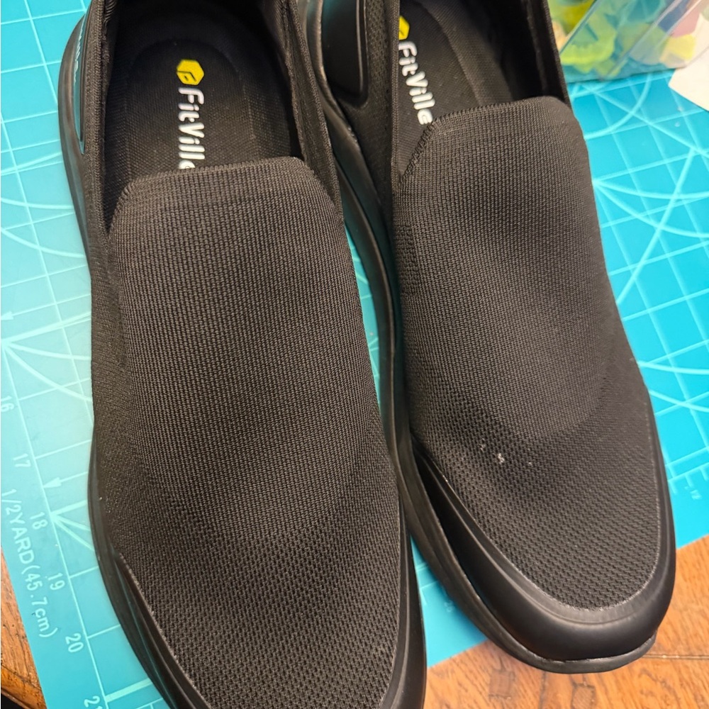 FitVille Men’s Black Slip-On Comfort orthopedic Loafers size 13.5!
